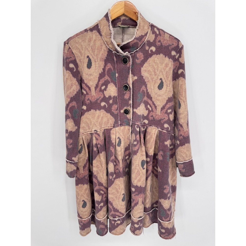 Jaded Gypsy Paisley Peasant Coat Women S Boho Raw Edge Empire Waist Lagenlook